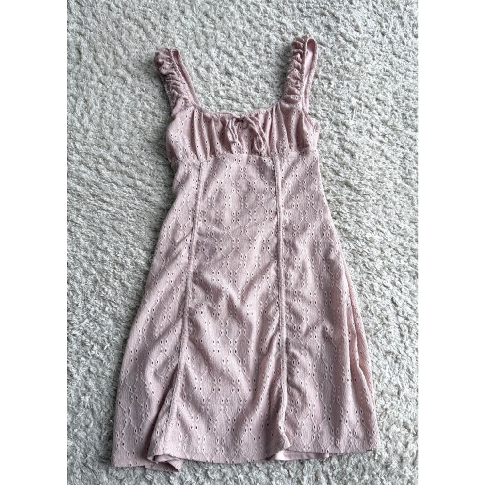 Women's H&M Pink Eyelet Mini Dress Size XS